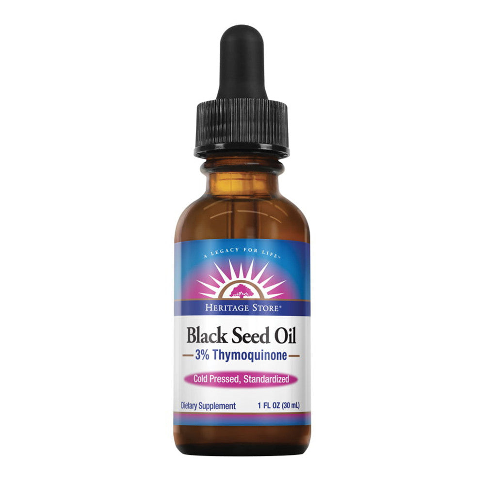 Heritage Black Seed Oil with 3% Thymoquinone Pure & Cold Pressed, 1 Oz